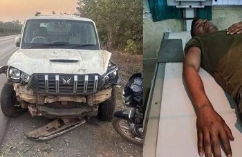 पर्यटन मंत्री के काफिले की स्कॉर्पियो पलटी, CAF जवान का हाथ टूटा