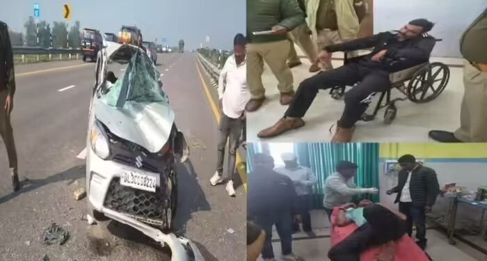 पूर्वांचल एक्सप्रेस-वे पर पलट गई अल्टो कार, बिहार से रेप आरोपी को ला रहे गाजियाबाद के 2 SI समेत 4 घायल