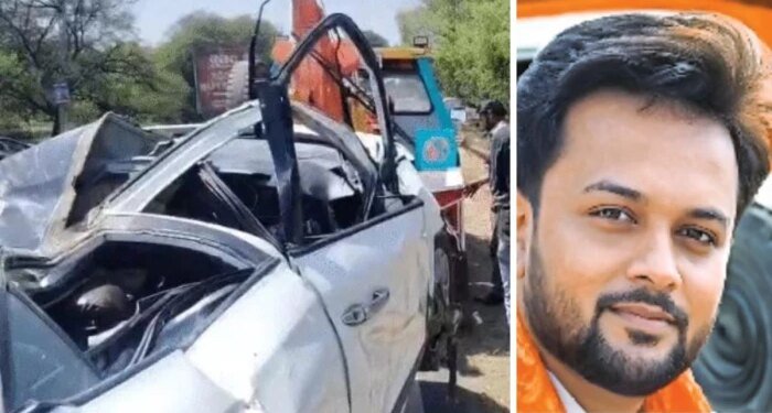 सीहोर रोड पर तेज रफ्तार कार का कहर, तालाब की बाउंड्री से टकराकर पलटी