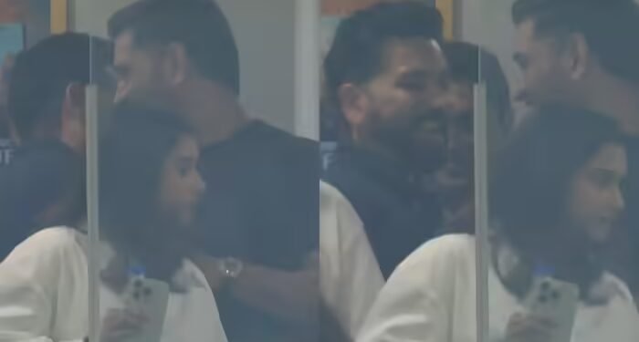 इधर चल रहा था भारत-इंग्लैंड का मैच, उधर स्टैंड्स में मिले रोहित-धोनी, एक दूसरे को लगाया गले