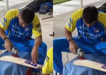 आईपीएल 2026 के लिए तैयार एमएस धोनी, बल्ले को इस अंदाज में धार लगाते हुए नजर आए माही