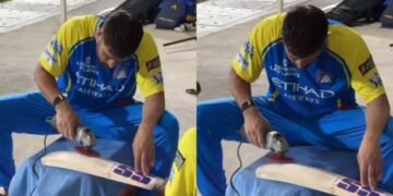 आईपीएल 2026 के लिए तैयार एमएस धोनी, बल्ले को इस अंदाज में धार लगाते हुए नजर आए माही