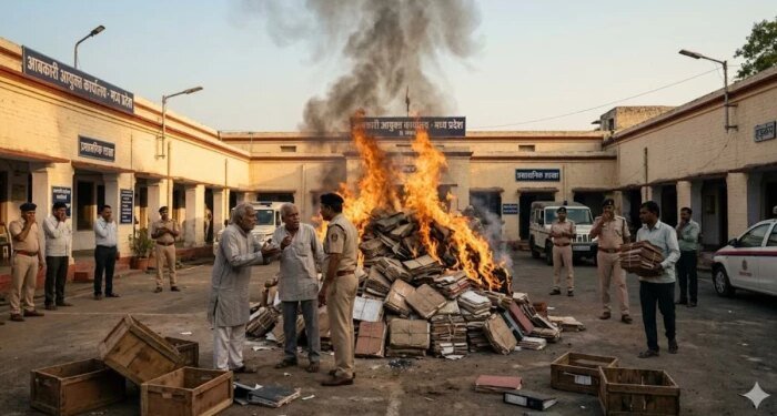 भोपाल में आबकारी विभाग ने सालों पुराने सरकारी रिकॉर्ड को जलाया, विवाद बढ़ने पर आबकारी आयुक्त बोले- यह एक नियमित प्रक्रिया