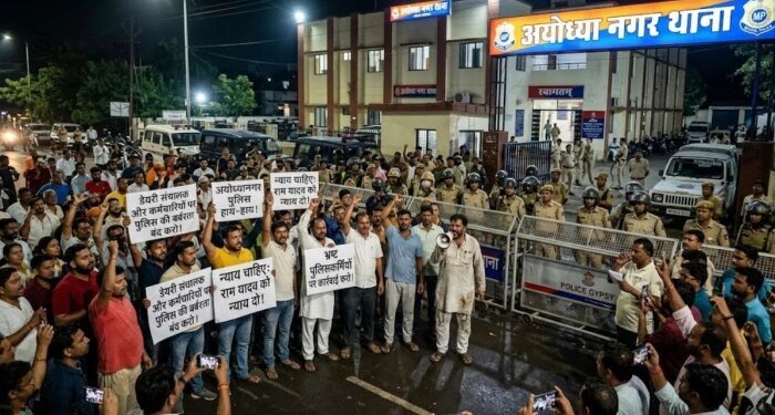 पुलिसकर्मियों के डेयरी संचालक को पीटने को लेकर जमकर बवाल, भड़के लोगों ने थाना घेरा, पुलिस प्रशासन में हड़कंप