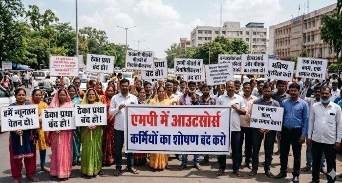 एमपी में आउटसोर्स कर्मियों का नया पोर्टल ROMS विवादों में, संगठनों ने कहा- पोर्टल बदला है, कर्मचारियों की किस्मत नहीं