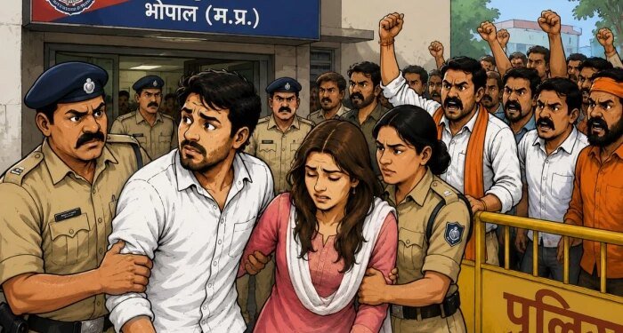 भोपाल: होटल में युवक-युवती को लेकर हंगामा, ‘लव जिहाद’ के आरोप पर थाने का घेराव