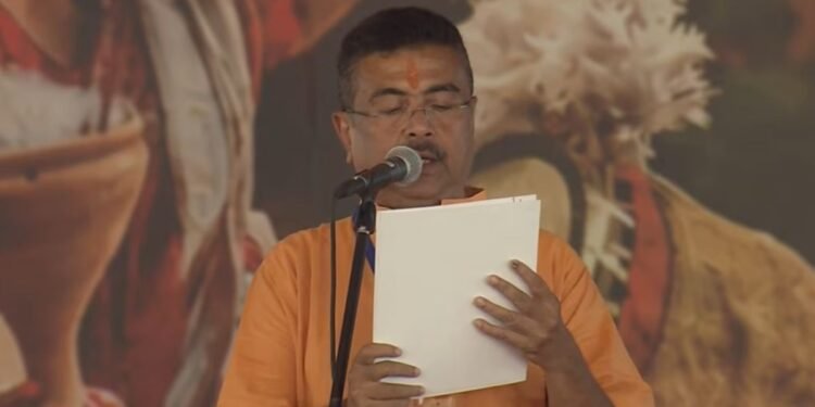 सुवेंदु अधिकारी बंगाल में भाजपा के पहले मुख्यमंत्री:दिलीप घोष, अग्निमित्रा पॉल, निषिथ प्रमाणिक और अशोक मंत्री बने; सभी ने बांग्ला में शपथ ली