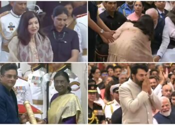 पद्म अवॉर्ड्स: अलका याग्निक ने छुए PM मोदी के पैर, माधवन ने सिर झुका मिलाया हाथ, राष्ट्रपति से ममूटी को भी सम्‍मान