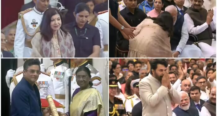 पद्म अवॉर्ड्स: अलका याग्निक ने छुए PM मोदी के पैर, माधवन ने सिर झुका मिलाया हाथ, राष्ट्रपति से ममूटी को भी सम्‍मान