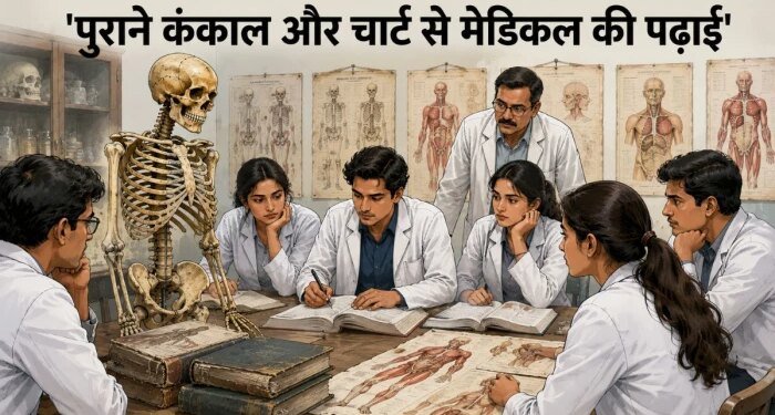 20 साल पुराने कंकाल और चार्ट के भरोसे छात्र, पिछड़ रही एमबीबीएस की पढ़ाई