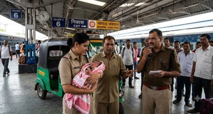 भोपाल रेलवे स्टेशन पर ऑटो में लावारिस मिली तड़पती हुई बच्ची, मसीहा बनी जीआरपी, 3 आरोपियों पर केस दर्ज