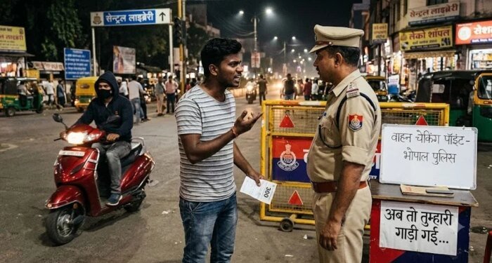 भोपाल पुलिस ने युवक का काटा 300 का चालान, इतने में चोर उड़ा ले गया स्कूटी, पूछने पर कांस्टेबल बोला- अब तो तुम्हारी गाड़ी गई