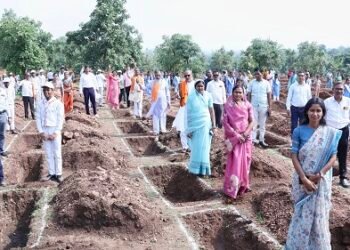 सांसद सहित हजारों की संख्या में लोगों ने ग्राम गुजरा के पंडवान में किया सीड बाॅल का रोपण