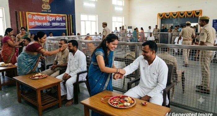 भोपाल सेंट्रल जेल में रक्षाबंधन के लिए खास इंतजाम, बहनों ने जेल में बंद भाइयों को बांधी राखी