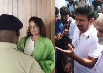 वो टॉइलेट में हैं.. Trisha पर डबल मीनिंग बातें करनेवाले पति को बचाने के लिए पुलिस से भिड़ीं उदयनिधि स्टालिन की पत्नी