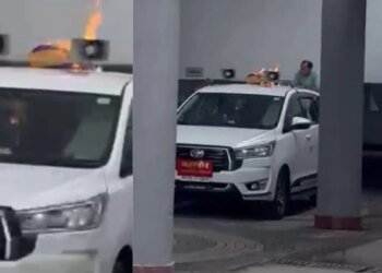 भोपाल में महापौर की गाड़ी में आग लगाने की कोशिश, नाराज कर्मचारी ने कार की छत पर जलाए कागज; मचा हड़कंप