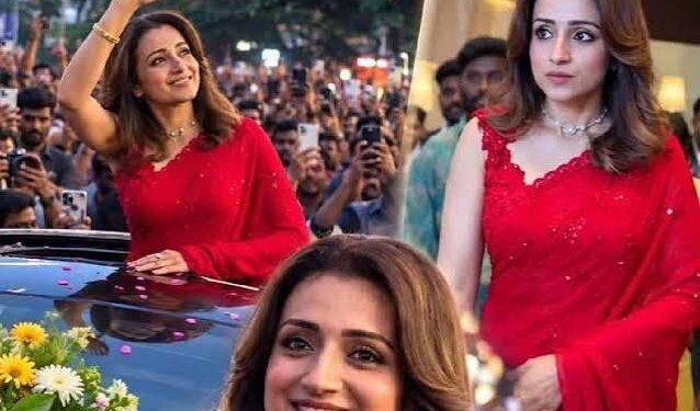 लाल साड़ी, खुली जीप में रोड शो और दिग्गज नेता जैसे हावभाव, क्या तमिलनाडु उपचुनाव से होगी त्रिशा की सियासी एंट्री?