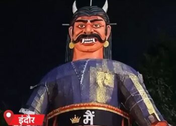 हरदा-मंदसौर में बारिश से रावण के पुतले भीगे:धार में टूटा पैर; कई शहरों में हुआ दहन; ग्वालियर में तोप चले, मंडला में हर्ष फायरिंग