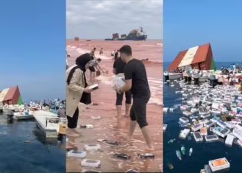 होर्मुज स्ट्रेट में तैर रहे iPhone 18, लग्जरी आइटम, समुद्री माइन की चपेट में आकर डूबा जहाज, ईरानी लूट रहे सामान, वीडियो